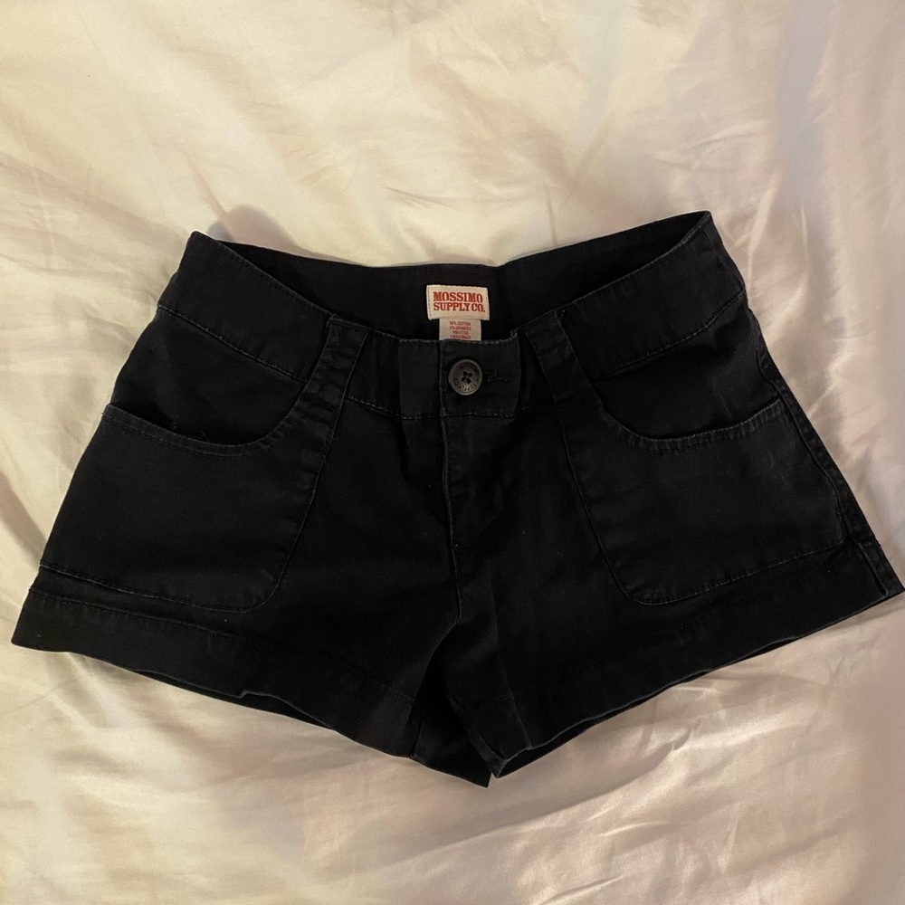 Black low rise micro shorts